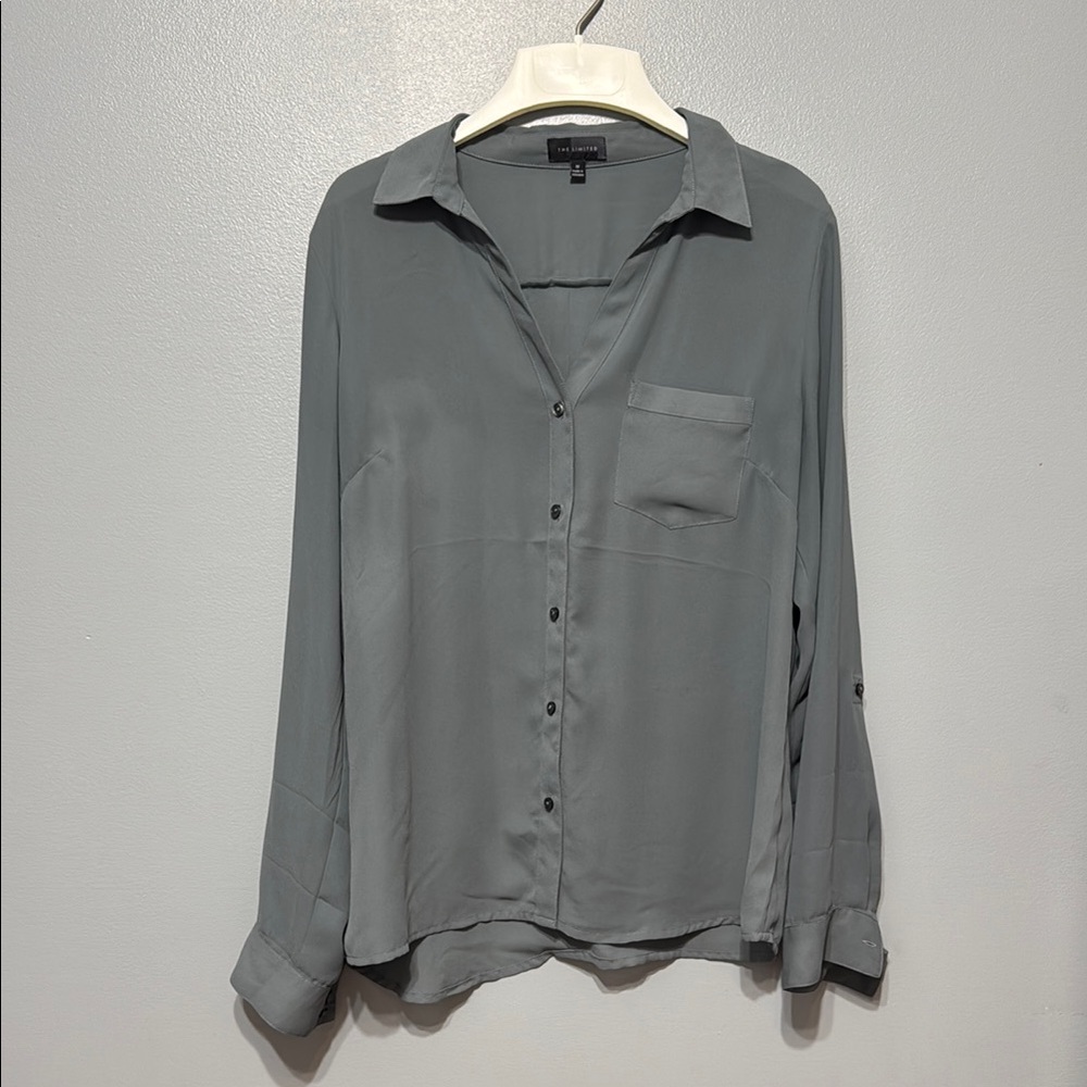 The Limited Gray Button-Up Blouse